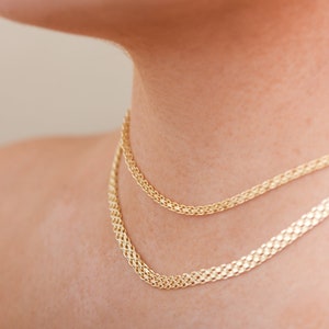 14k Gold Bismark Chain Necklace / 14 16 