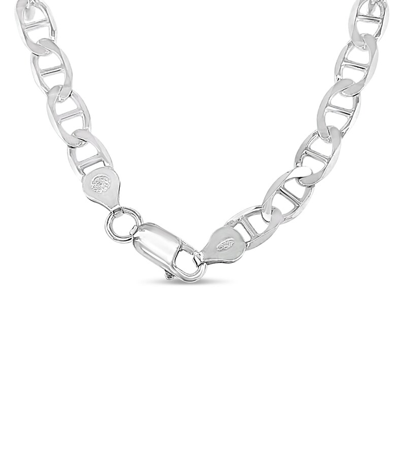 Silver Flat Mariner Chain Necklace / 925 Sterling Silver / Etsy