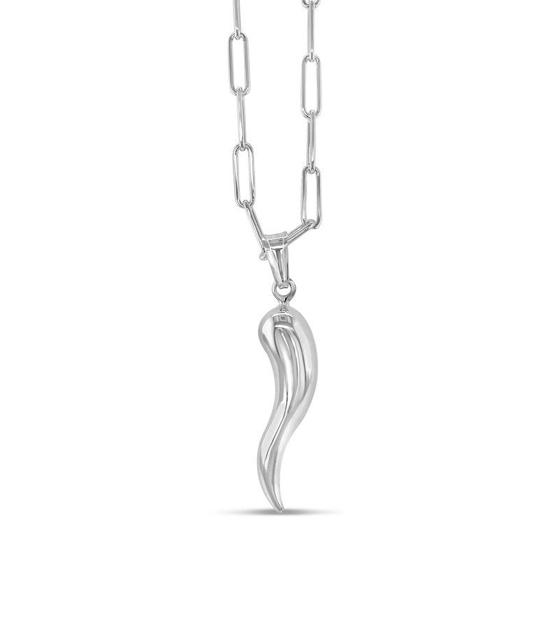 Silver Italian Horn Necklace / 925 Sterling Silver / Charm Etsy