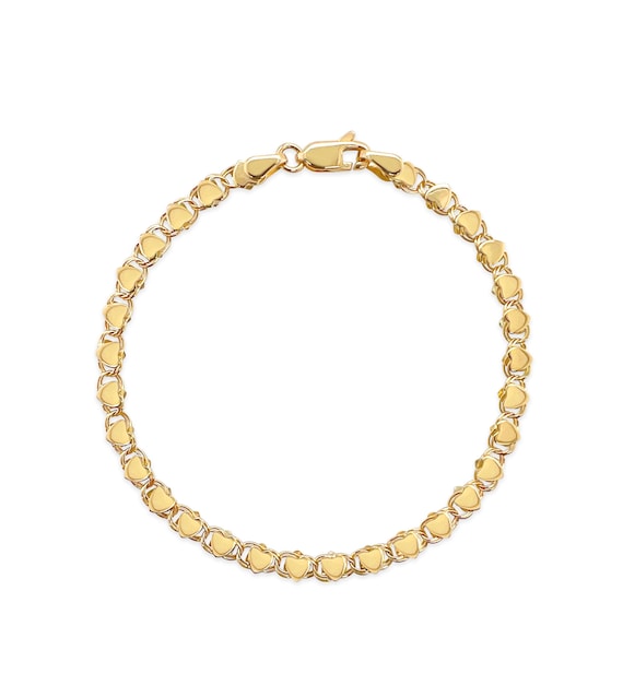 10k Gold Heart Nugget Filigree Bracelet / Solid 10k Yellow Gold / 7 Inch /  Valentine's Day Gift / Women's Girl's Gift for Her - Etsy