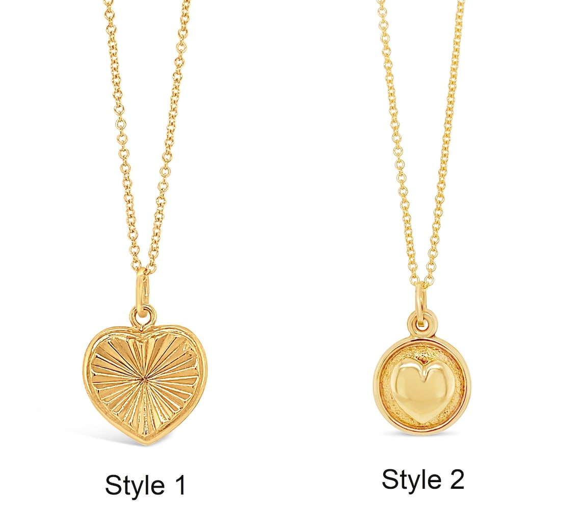 14k Gold Heart Necklace / Yellow Gold Heart Charm Pendants / | Etsy Canada