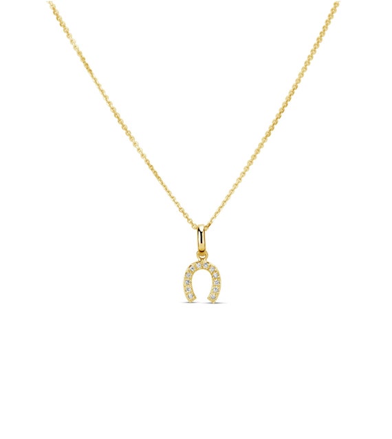 Diamond Horseshoe Necklace / 14k Gold 