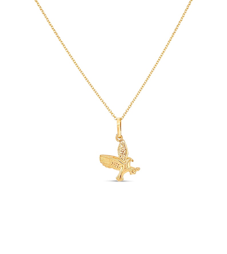 14k Gold Eagle Necklace / 14k Yellow Gold Charm Pendant / Bird - Etsy