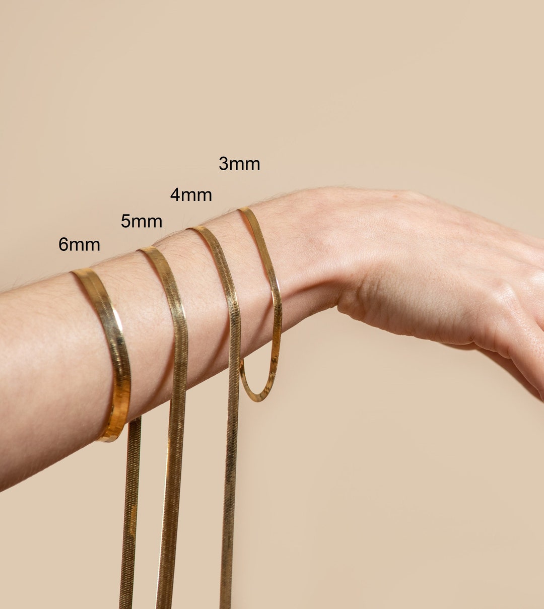 14k Gold Herringbone Bracelet / Solid 14k Gold / 3mm 4mm 5mm 6mm / 7 8