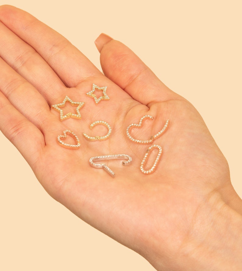 Diamond Oval Connector Clasp / Solid 14k Gold / Yellow Rose Etsy