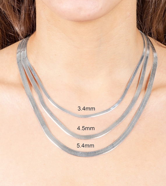 Buy 14mm Herringbone Necklace. Sterling Silver Chain 18,20,22,24,30 Inch.  Online in India - Etsy