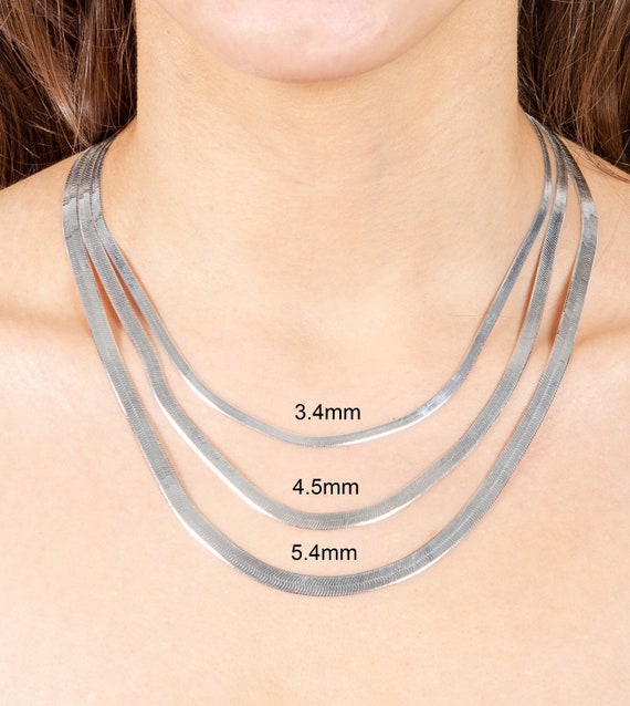 Buy 14mm Herringbone Necklace. Sterling Silver Chain 18,20,22,24,30 Inch.  Online in India - Etsy