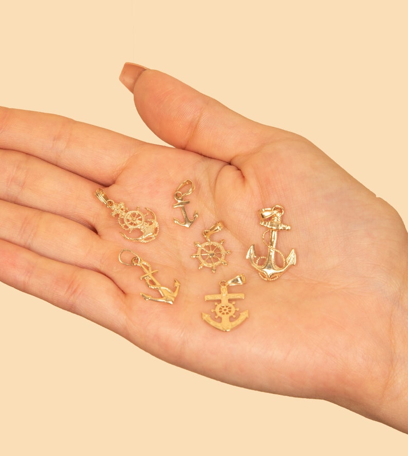 14k Gold Anchor Pendant / Solid 14k Gold / Nautical Marine Etsy