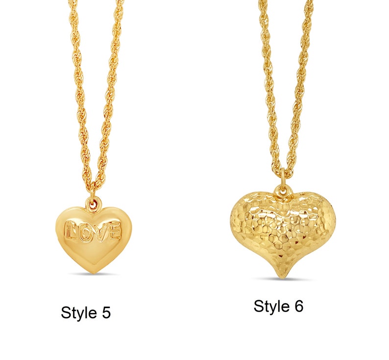 14k Gold Heart Necklace / Yellow Gold Heart Charm Pendants / Etsy Canada