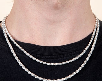 Silver Rope Chain Necklace / 925 