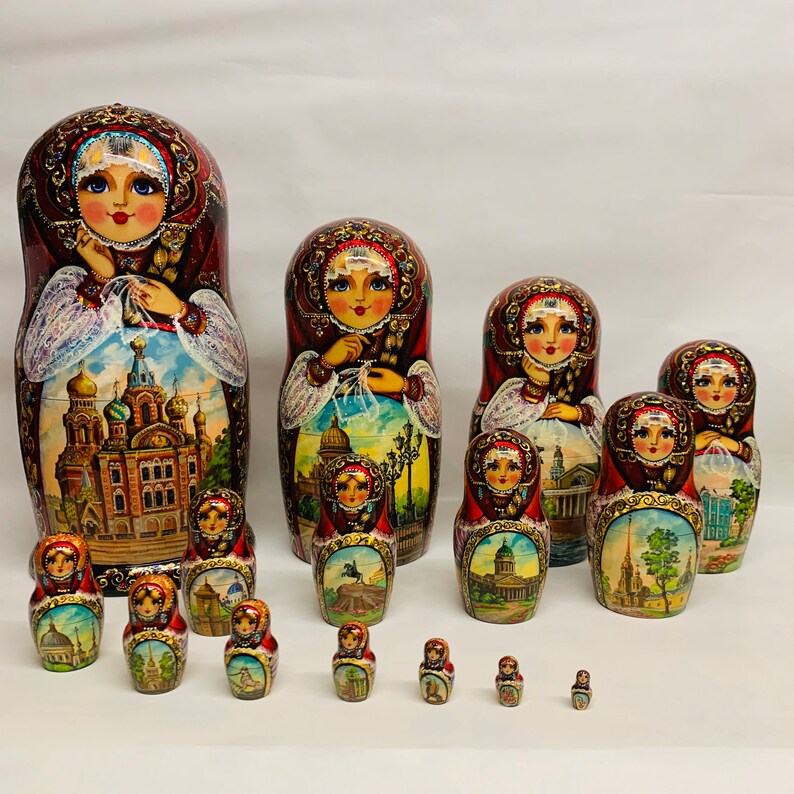 Russian Nesting Doll 15pieces Matryoshka Set Etsy