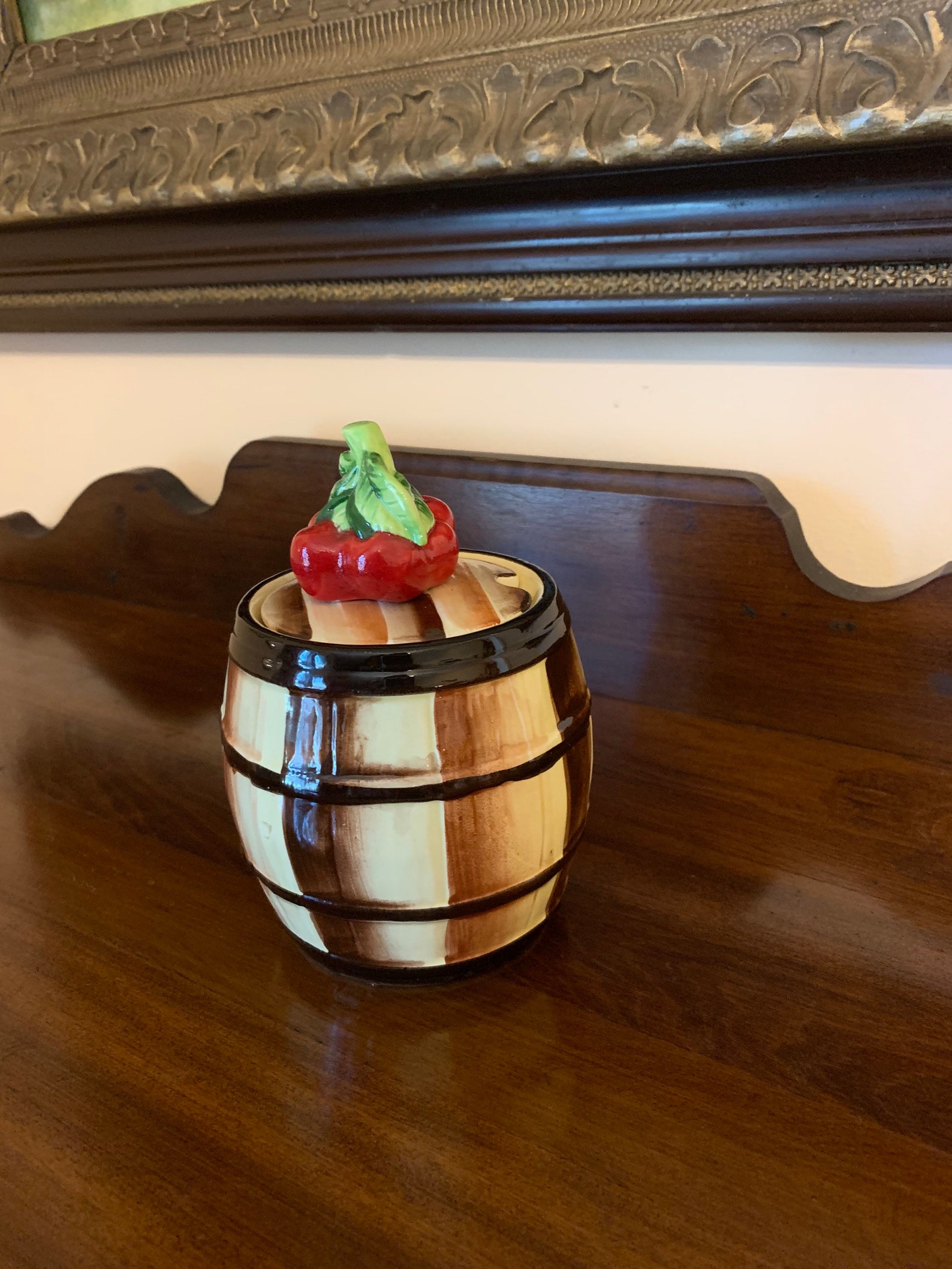 Lefton Apple Barrel Jelly/Condiment Jar from the 1960s Etsy 日本