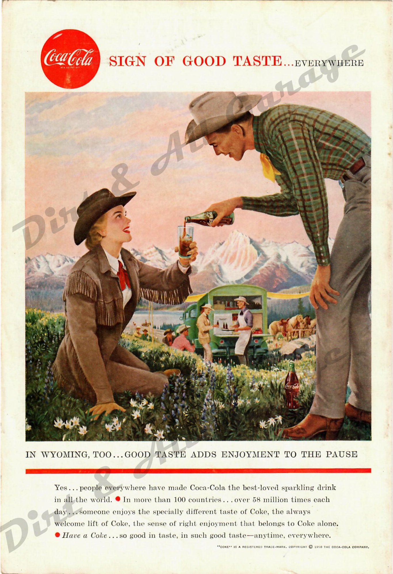 Coca Cola Original Ad From June 1958 National Geographic Sign of