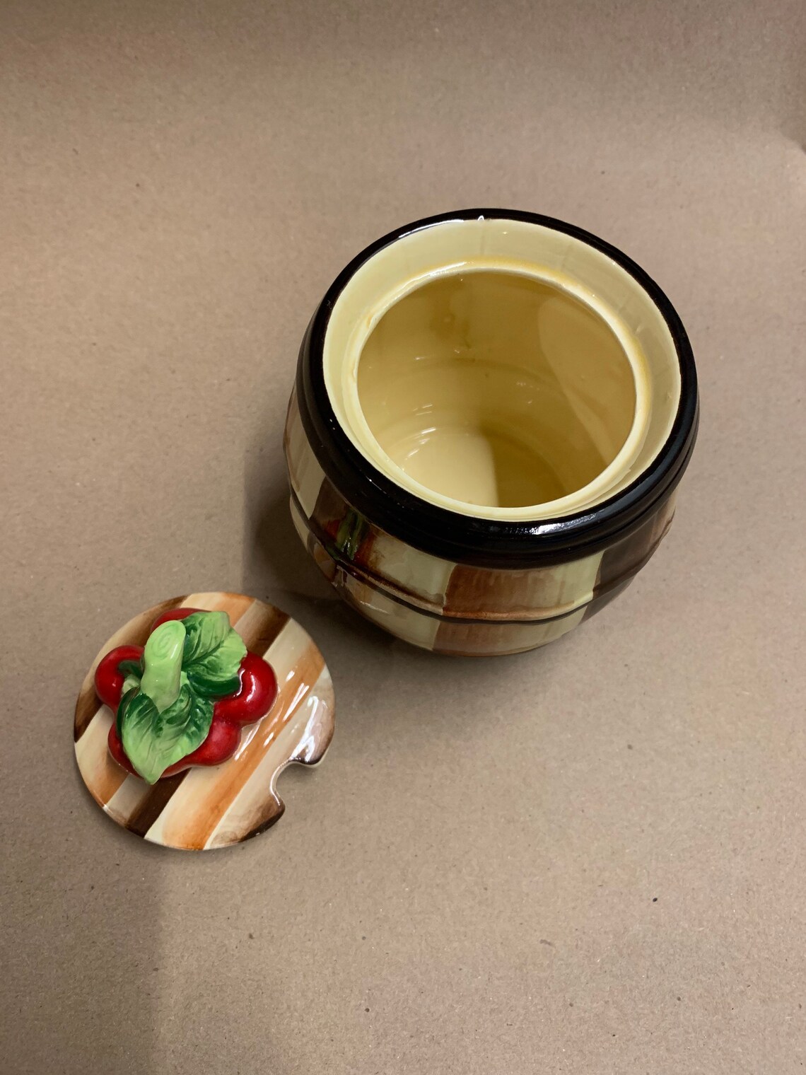 Lefton Apple Barrel Jelly/Condiment Jar from the 1960s Etsy 日本