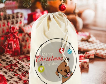 Dog or cat Santa sack Personalised  Christmas present sack
