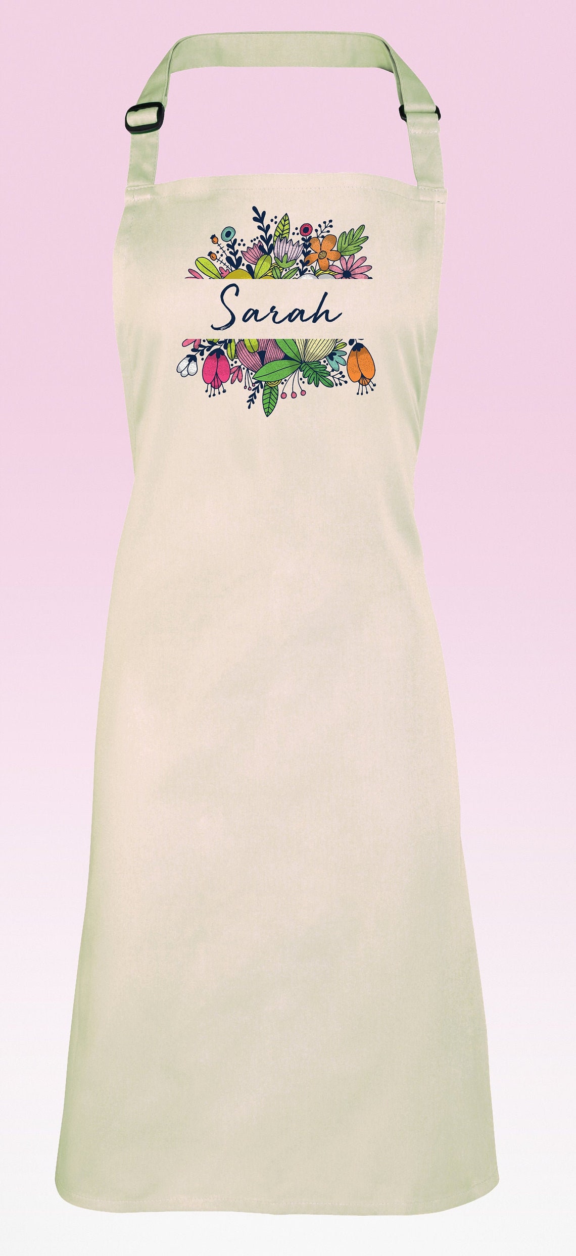 Personalised Floral Apron Colourful Flowers Named Present | Etsy