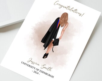 Tarjeta de graduación personalizada con nombre personalizado, universidad, colegio, regalo de felicitación personalizado para celebrar los logros de los graduados.
