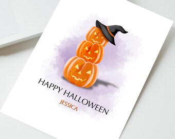 Personalised Halloween Pumpkin Greeting Card, Personalised Halloween Card, Happy Halloween Card, Spooky Halloween Gift, Pumpkin Card,