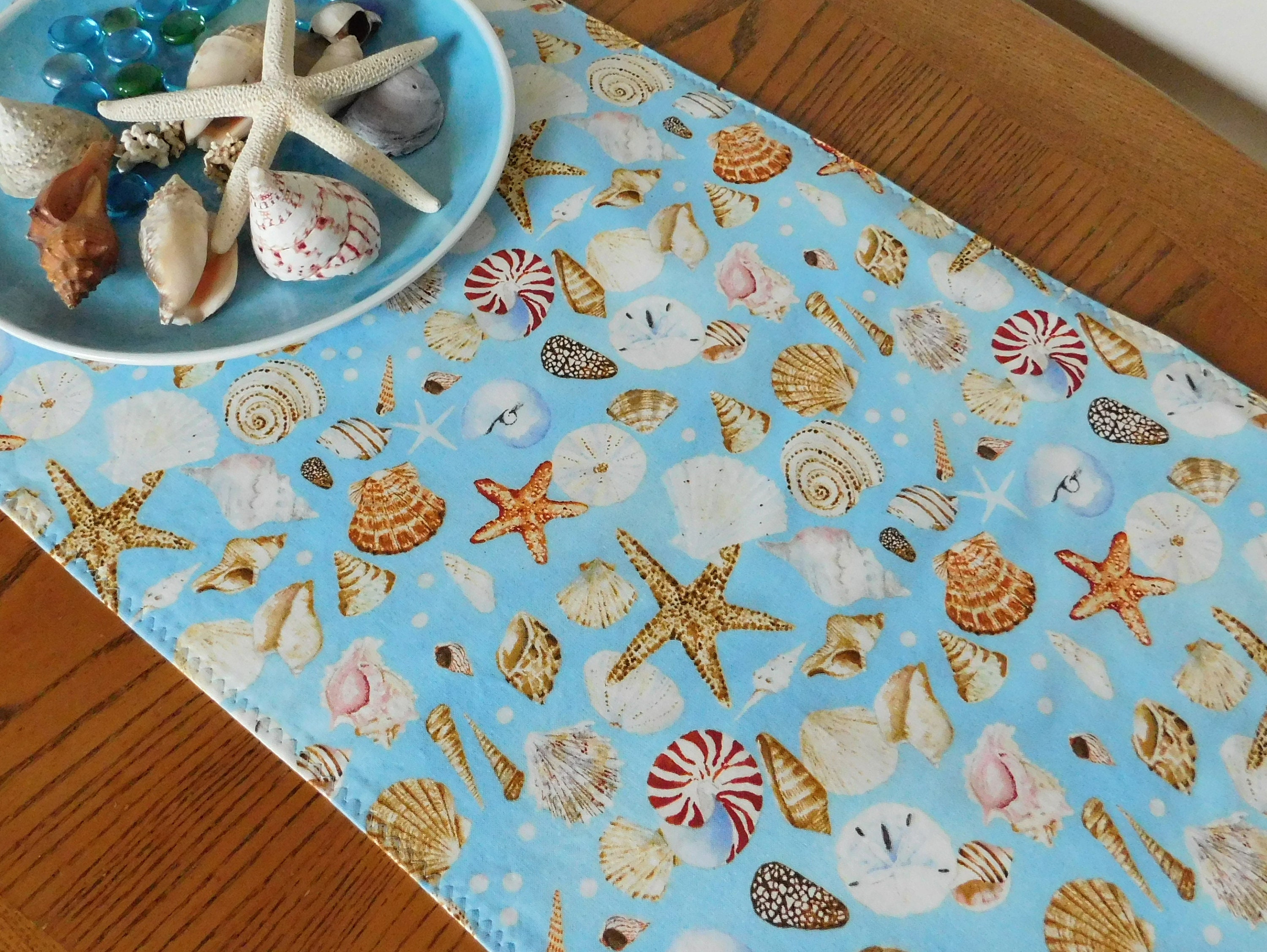 Beach Themed Reversible Table Runner 12 X 36 Etsy