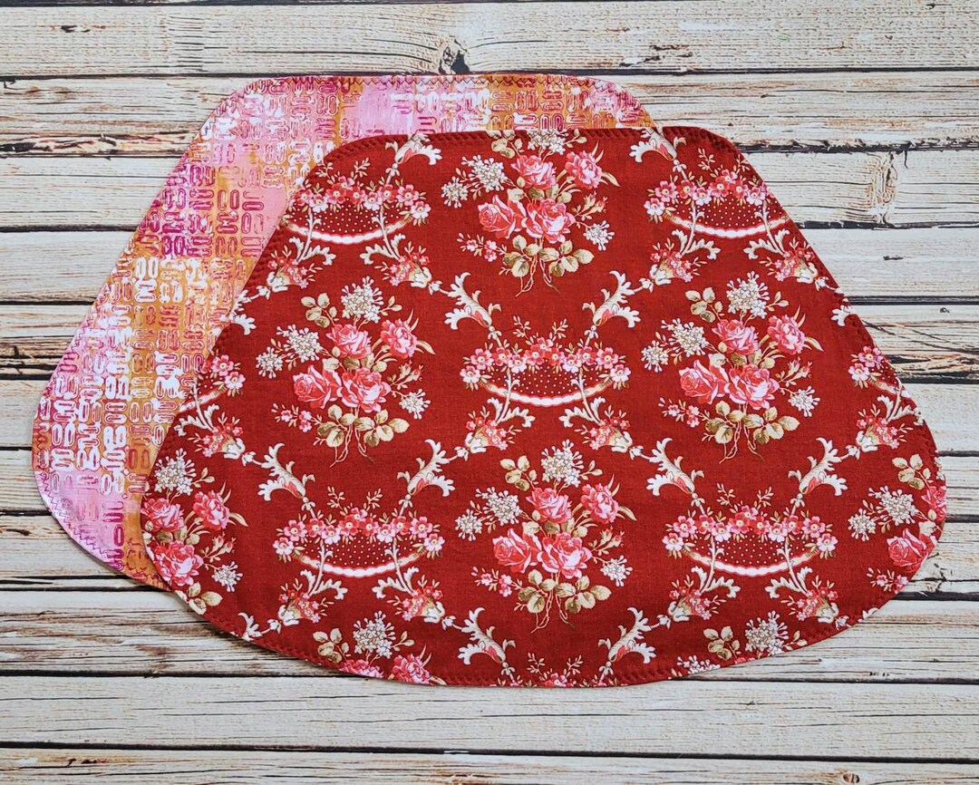Red Rose Wedge Placemats Set of 4 Reversible Placemats for a Etsy