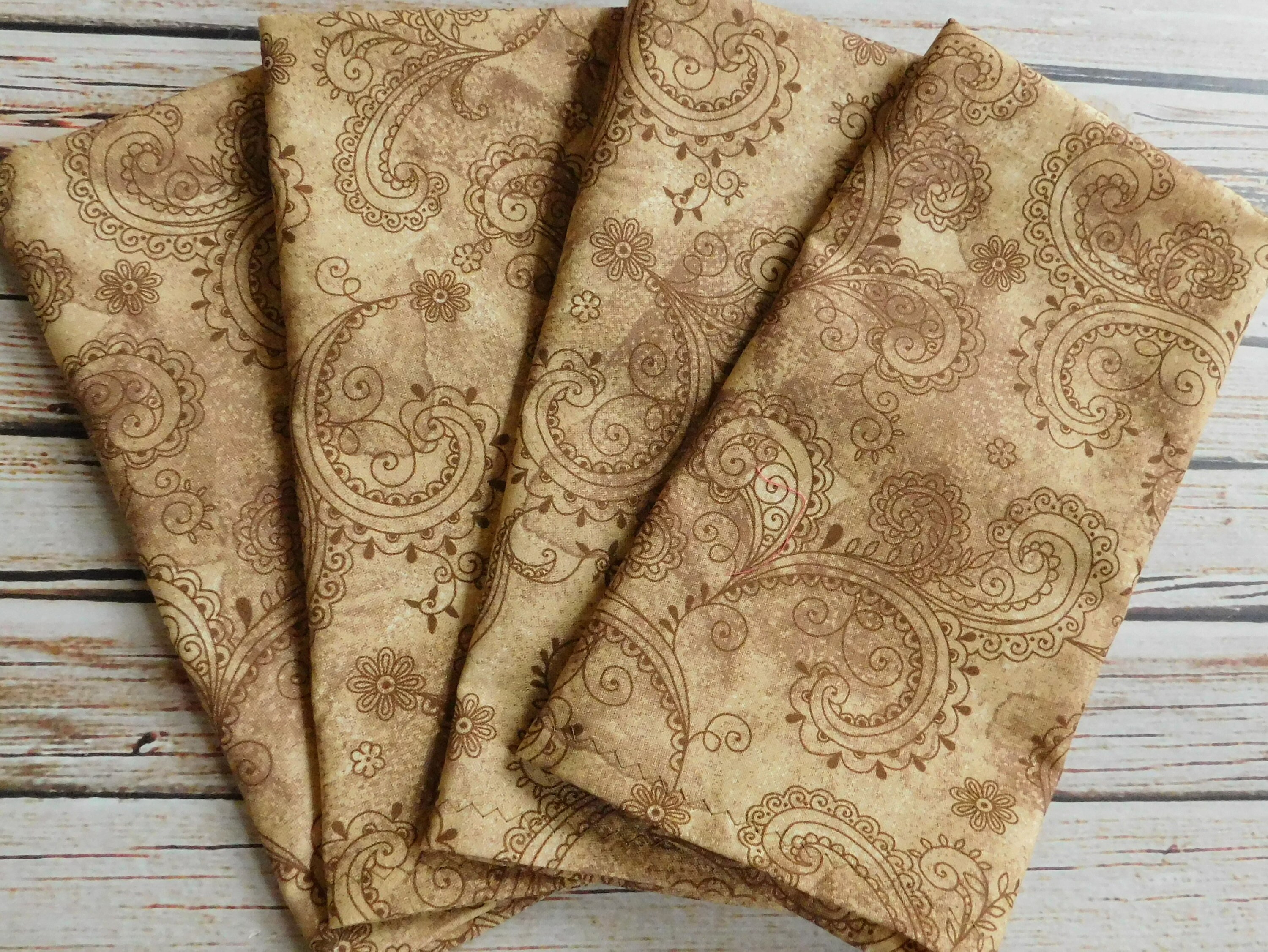 14 Beige Brown and Gold Fabric Napkins Paisley and Etsy