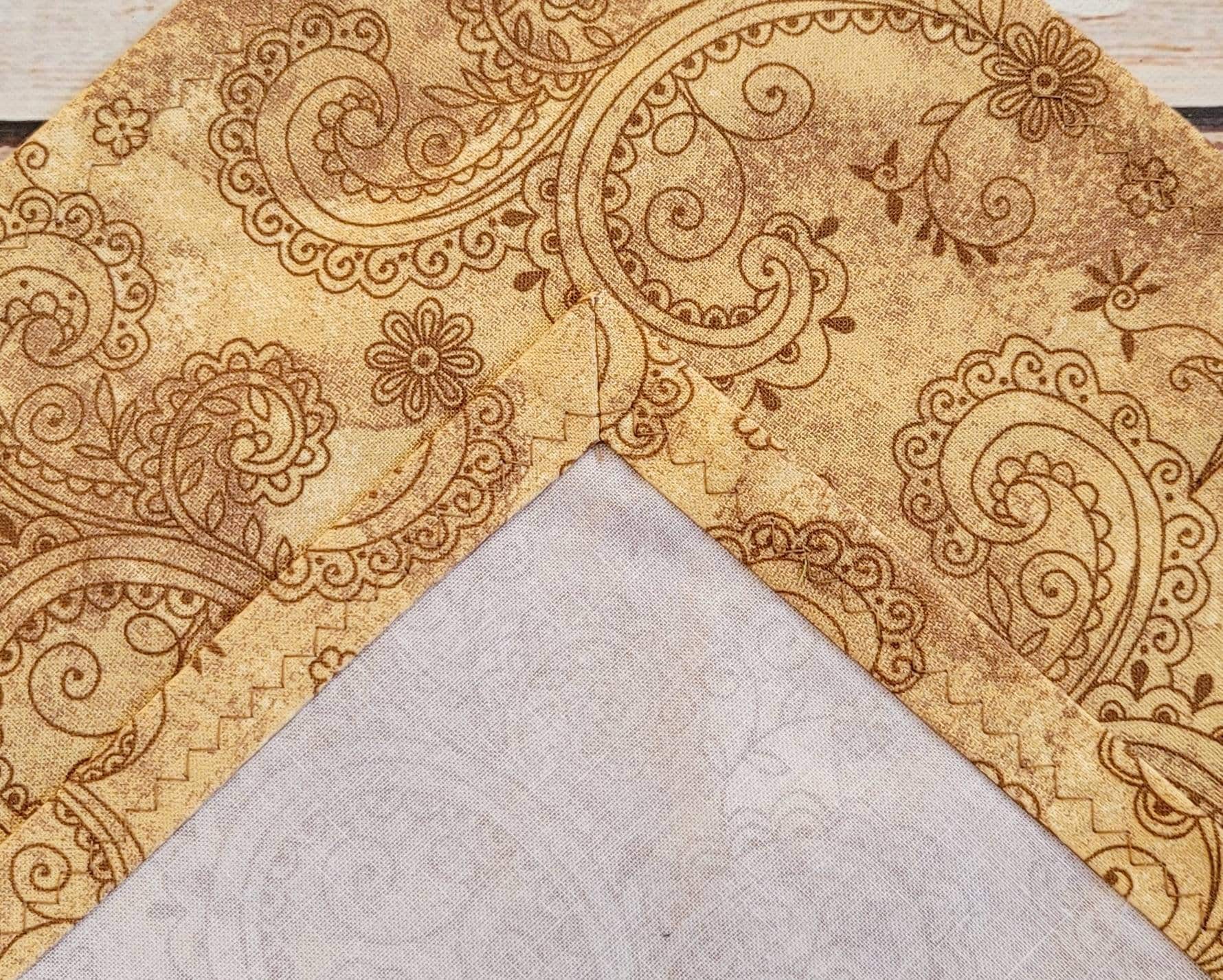12 Beige Brown and Gold Fabric Napkins Paisley and Floral Table Linens Set  of 4 