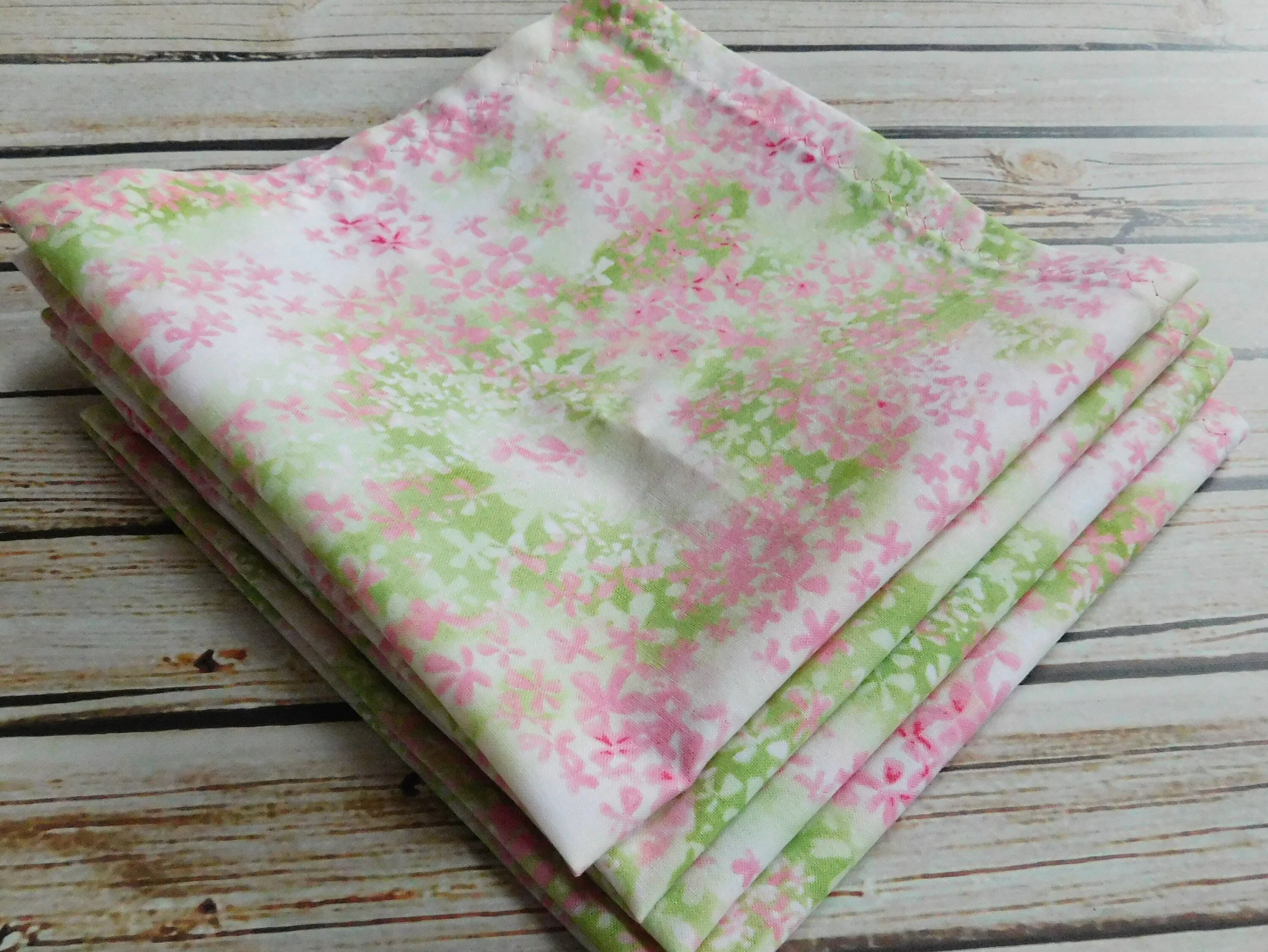 14 Soft Floral Fabric Napkins Pink and Green Floral Etsy