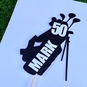 Golf Bag Glitter Cake Topper - Personalised - ANY NAME/AGE - Golf Theme - Birthday