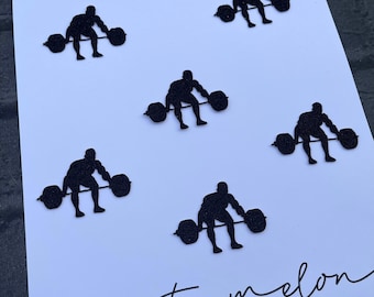 Gewichtheffer Cupcake Toppers Set van 6 - gewichtheffen - Verjaardag - Gym - Gewichten - Body Builder