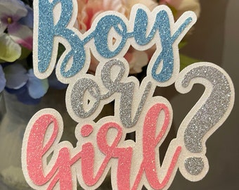 Boy or Girl? - Glitter Double layer Cake Topper - Gender Reveal - Baby shower - New Baby