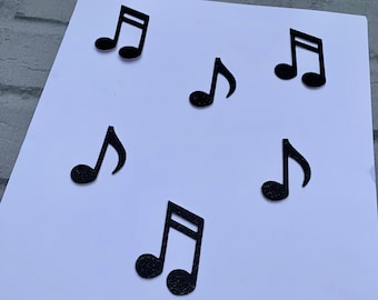 Mini Musical Notes Cupcake Topper Set of 6 in Any colour Glitter - Party - Birthday - Musical Celebration - Garden Party - Band