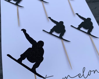 Snowboard Cupcake Toppers 6er Set - Schneesport Thema - Snowboarder