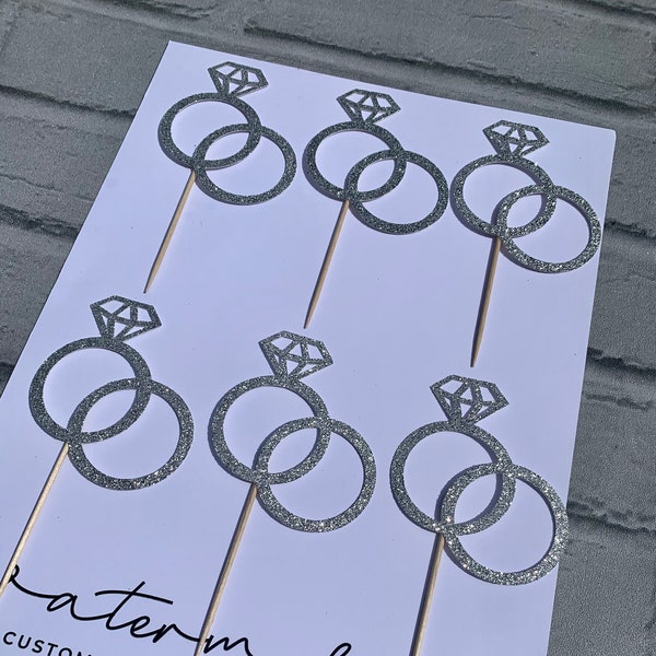 Engagement Ring Cupcake Toppers in glitter card