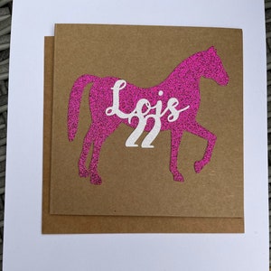 Horse Personalised Birthday Card - Horse - Pony - Birthday Any name age. Matching cake topper also available.
