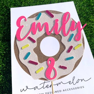 Donut Cake Topper - Personalised Glitter Card