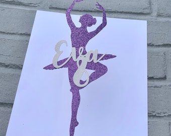 Ballet Dancer Glitter Cake Topper Personalised ANY NAME/AGE - Ballet Theme - Birthday