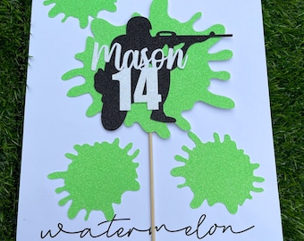Paintball Themed Birthday Cake Topper Personalised