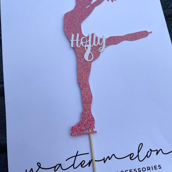 Eiskunstlauf Eiskunstlauf Glitzer Cake Topper PERSONALISIERT NAME/ALTER - Skaten Thema - Geburtstag