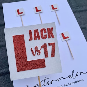 L Plate Cake Topper - Learner Driver with cupcake toppers