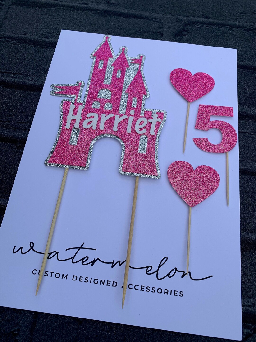 Personalised Princess Castle -glitter Cake Topper With Extra AGE ...