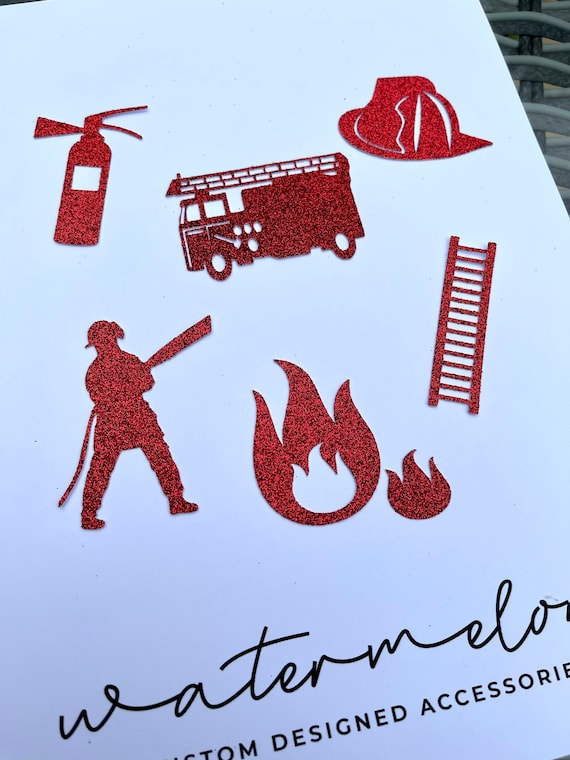 Firefighter themed Cupcake Toppers -  Set of 6 - Fireman - Fire Theme
