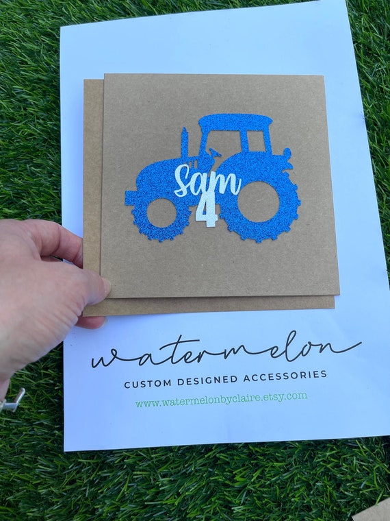 Tractor Personalised Birthday Card - Tractor - Farm - Farmer - Birthday Any name age. Matching cake topper also available.