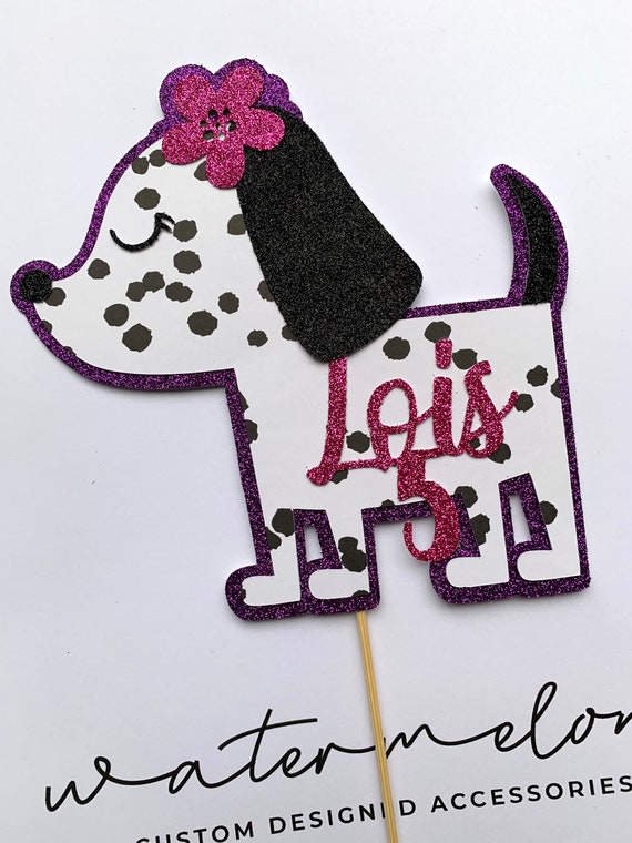 Puppy Dog Style Cake Topper - Personalised - Birthday