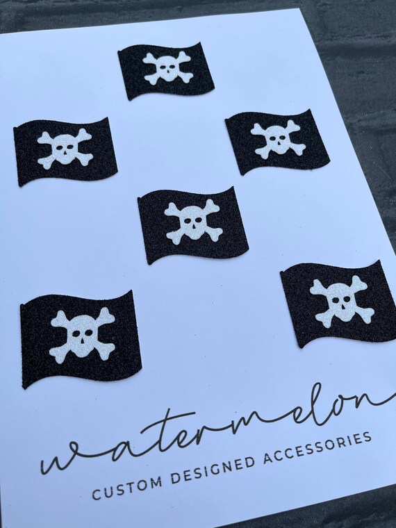 Pirate Flag Cake / Cupcake Topper Decorations x 6