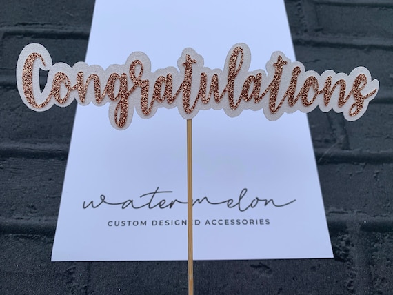 Congratulations Cake Topper Double Layer Glitter