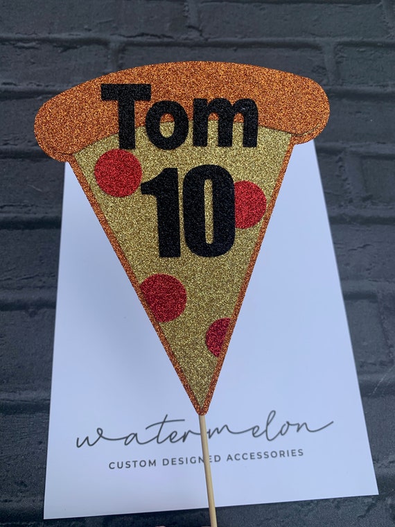 Pizza slice Glitter Cake Topper - Personalised - Birthday