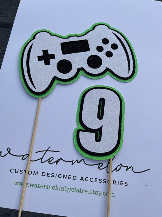 Gamer Themed Birthday Cake Topper Set - Games controller with separate age topper as in photos.