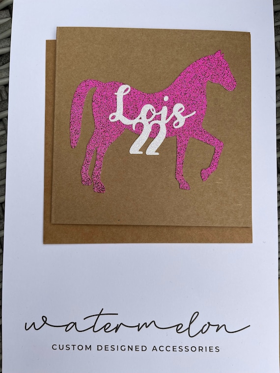Horse Personalised Birthday Card - Horse - Pony - Birthday Any name age. Matching cake topper also available.