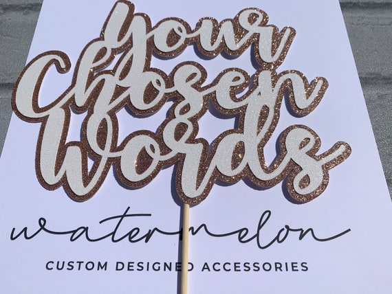 Personalised Deluxe Double Layer Glitter Cake Topper - Any 3 words