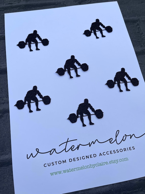 Weightlifter Cupcake Toppers Set of 6 - weight lifting - Birthday - Gym - Weights - Body Builder